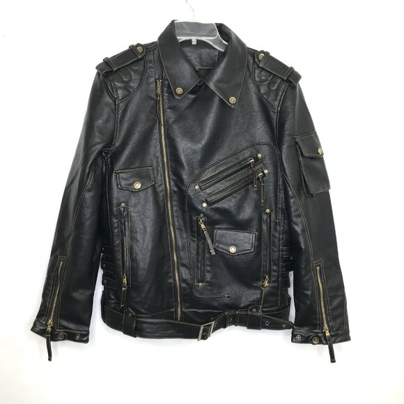 Black Moto Jacket Men M - Picture 1 of 15